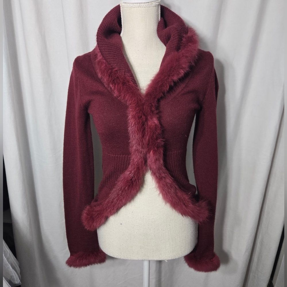 Blue River Maroon Faux Fit Lined Sweater Sz Small